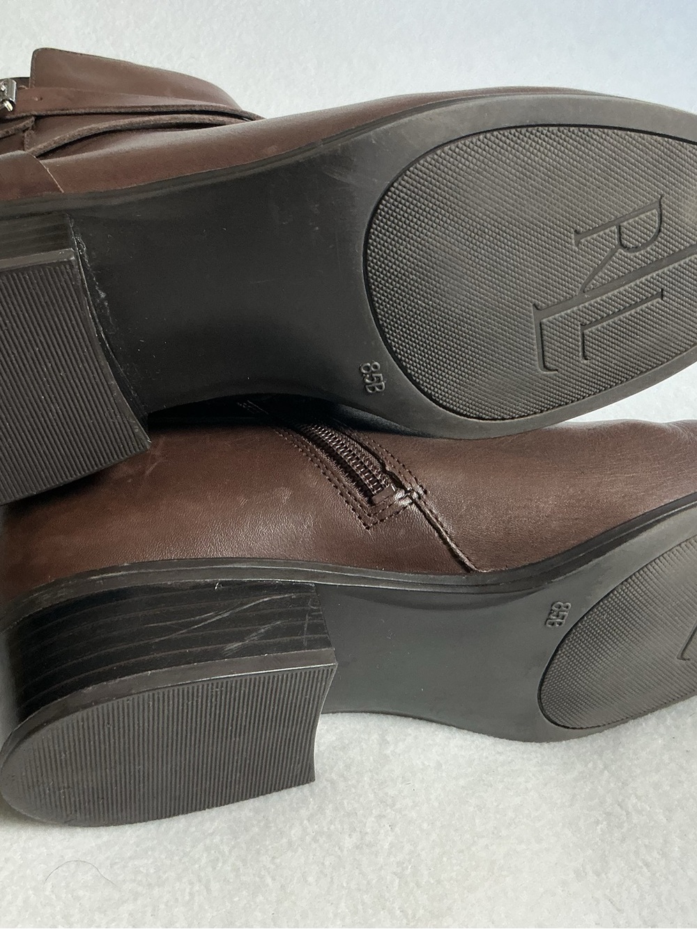 Lauren Ralph Lauren Marsha Brown Leather Ankle Boots Strappy Buckle Size 8.5B - Picture 6 of 10